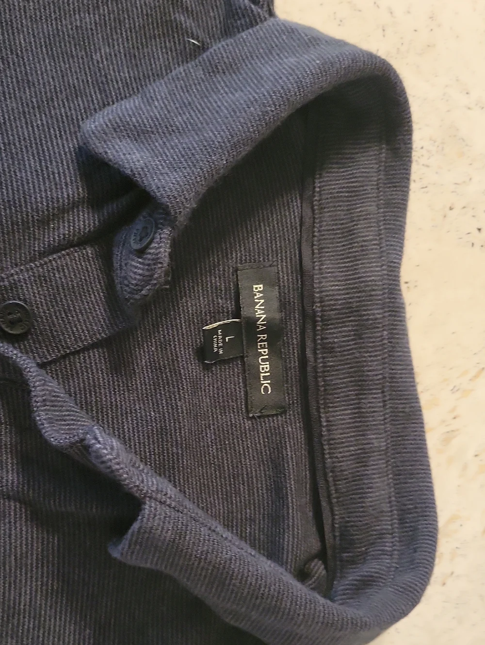 Banana Republic Men's Dark Grey and Black Striped Polo Shirt